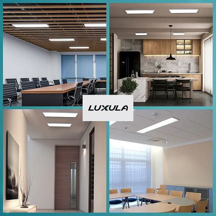 Luxula LED-Deckenleuchte - 36 W, L x B x H: 120 x 30 x 6 cm, Weiß, Neutralweiß - Rechteckige LED-Panelleuchten beleuchten verschiedene moderne Innenräume wie Büros, Küchen und Flure.
