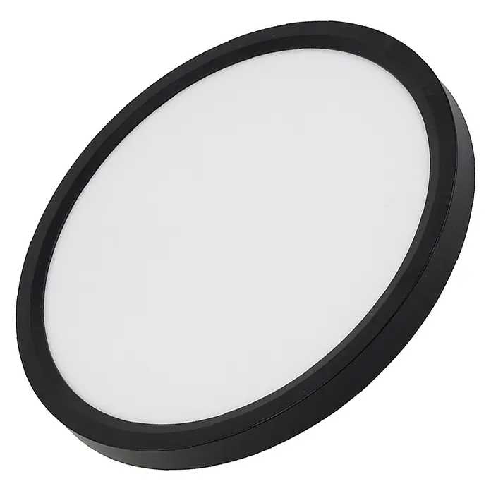 Enovalite LED-Deckenleuchte rund - 22 W, Ø x H: 30 cm x 35 mm, Schwarz, Warmweiß - Runde LED-Deckenleuchte mit schwarzem Rahmen und weißer Lichtfläche.