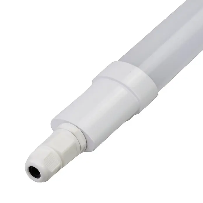 Luxula LED-Feuchtraumlichtleiste Runde LED Deckenleuchte - 9 W - Weißes LED-Röhrenlicht mit einer Kabelverschraubung an einem Ende.