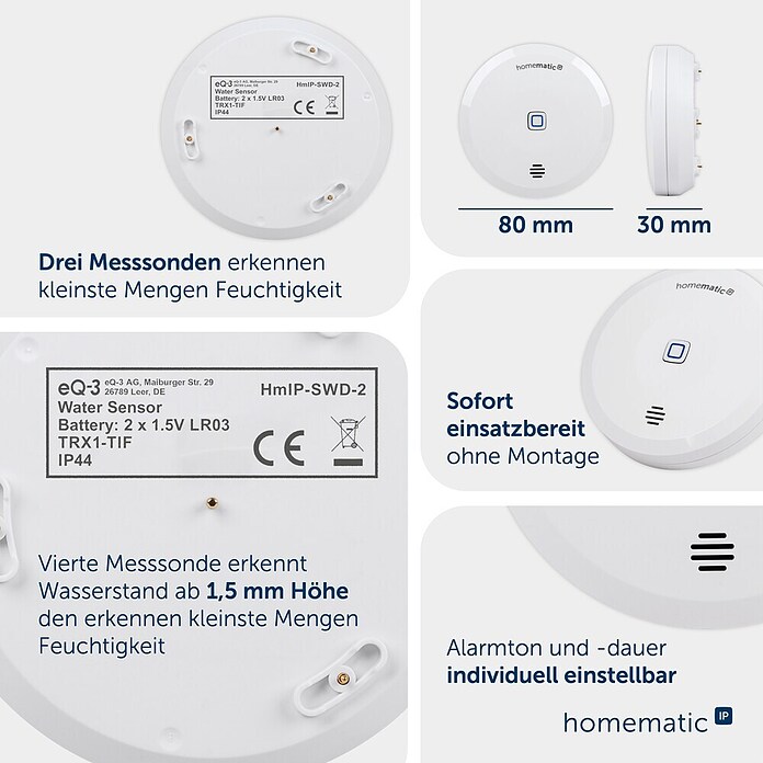 Homematic IP Wassersensor HmIP-SWD-2 (Batteriebetrieben) | BAUHAUS