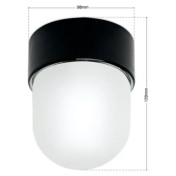 Orion Leuchten Deckenleuchte rund - E27 - Deckenleuchte mit schwarzem Sockel und weißem, mattiertem Glasdiffusor.