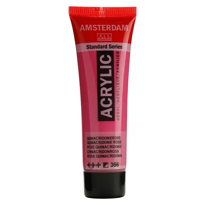 Talens Amsterdam Pintura acrílica Standard - Rosa quinacridona, 20 ml, Tubo - Primer plano de un tubo de pintura acrílica estándar Amsterdam en rosa quinacridona, ideal para artistas y artesanos.