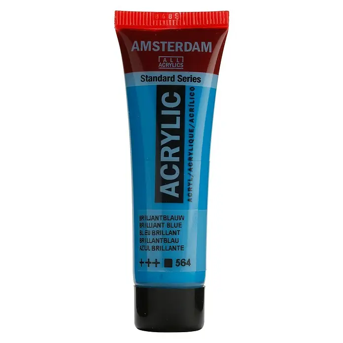 Talens Amsterdam Pintura acrílica Standard - Azul brillo, 20 ml, Tubo - Un tubo de pintura acrílica Amsterdam Standard Series en color Azul Brillante, ideal para artistas y aficionados.