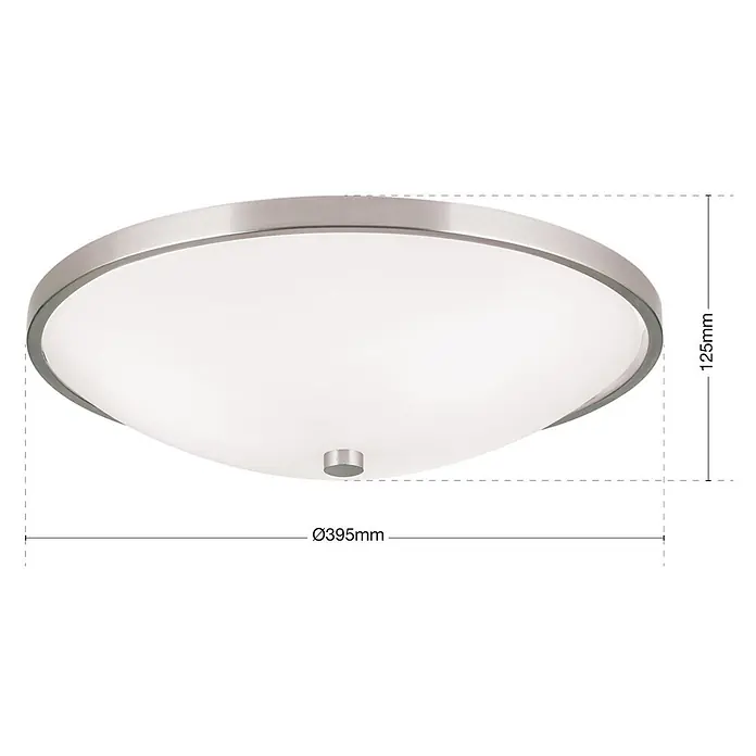 Orion Leuchten Deckenleuchte rund - E27 - Runde Deckenleuchte mit gebürstetem Silberrand und opalem Diffusor.