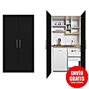 Respekta Cocina en armario (104 cm, Con placa de dos fuegos, Negro)