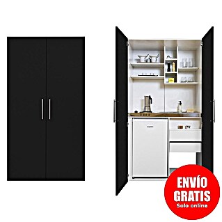 Respekta Cocina en armario Peter (Ancho: 104 cm, Negro, Con placa de cocina doble)