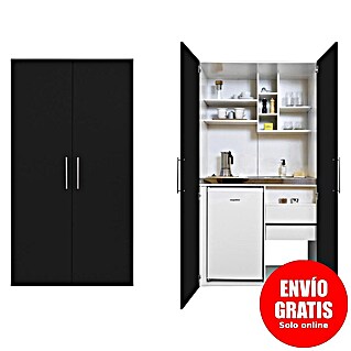 Respekta Cocina en armario Peter (Ancho: 104 cm, Negro, Con placa vitrocerámica)