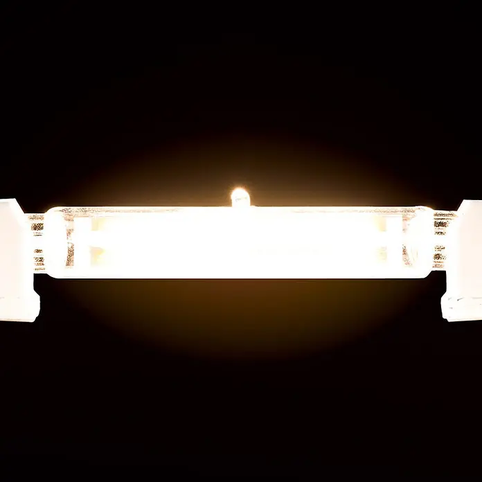 Orion Leuchten LED-Lampe - R7s, Nicht Dimmbar, Warmweiß, 1.000 lm, 10 W - Beleuchtete lineare Halogen R7s Lampe mit warmweißem Licht, gehalten von weißen Endkappen.