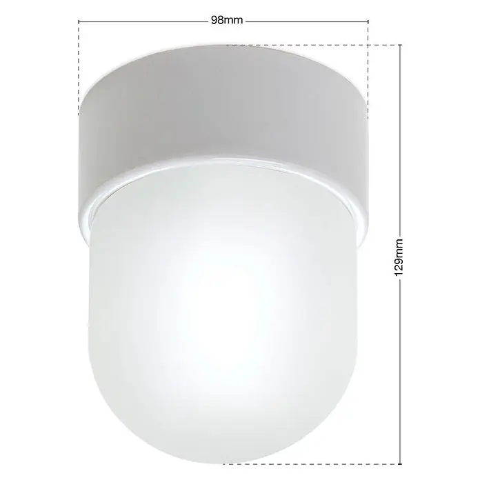 Orion Leuchten Deckenleuchte rund - E27 - Weiße zylindrische LED-Deckenleuchte mit mattem Glasdiffusor, 98mm Durchmesser, 129mm Höhe.