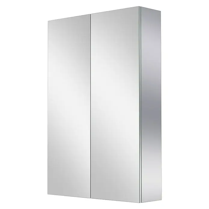 Camargue Espacio Spiegelschrank - B x H: 60 x 90 cm, Ohne Beleuchtung - Ein Spiegelschrank mit zwei Türen in einem Badezimmer, der Platz und Funktionalität vereint. Das schlichte Design passt gut zu modernen Badezimmern.