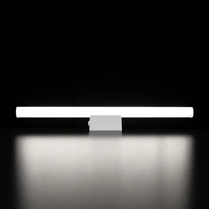 Orion Leuchten LED-Lampe - S14d, Nicht Dimmbar, Warmweiß, 750 lm, 8 W - Weiße rechteckige LED-Lichtleiste, die helles Licht nach unten auf eine dunkle Oberfläche wirft.