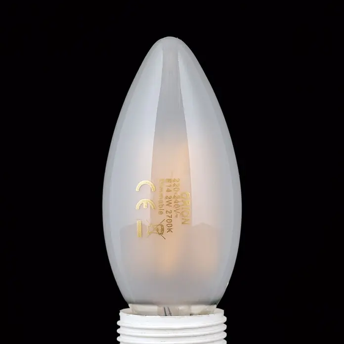 Orion Leuchten LED-Lampe - E14, Dimmbar, Warmweiß, 180 lm, 2 W - Mattierte weiße E14 Kerzen-LED-Glühbirne mit Schraubsockel, dimmbar.
