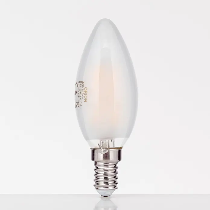 Orion Leuchten LED-Lampe - E14, Dimmbar, Warmweiß, 180 lm, 2 W - ORION mattierte E14 LED-Kerzenlampe, 2W 2700K, 220-240V, dimmbar.