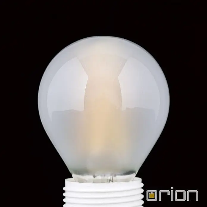 Orion Leuchten LED-Lampe - E14, Dimmbar, Warmweiß, 450 lm, 4,5 W - Matte weiße Glühbirne mit weißem Schraubsockel.