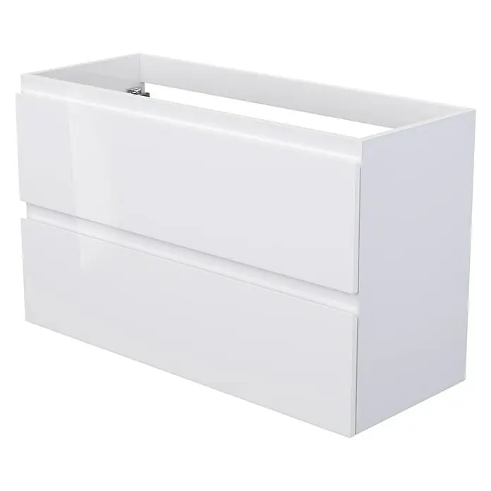 Camargue Espacio Waschtischunterschrank - 100 x 40 x 60 cm, 2 Schubkästen, Gama weiß glänzend - Weißer Badezimmerunterschrank mit zwei Schubladen für stilvolle Badgestaltung. Optimal für moderne Badezimmer geeignet.