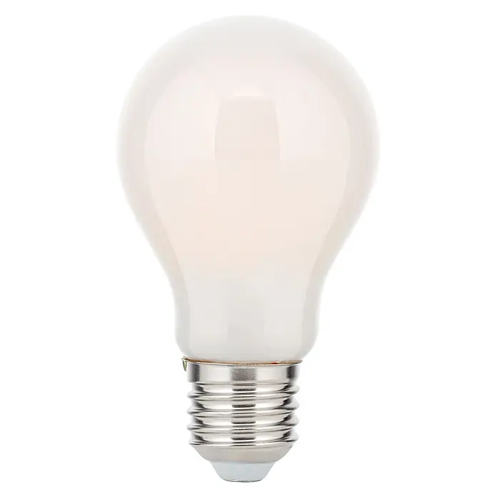 Orion Leuchten LED-Lampe - E27, Dimmbar, Warmweiß, 2.000 lm, 15 W - Milchweiße Glühbirne mit silbernem E27 Schraubsockel.