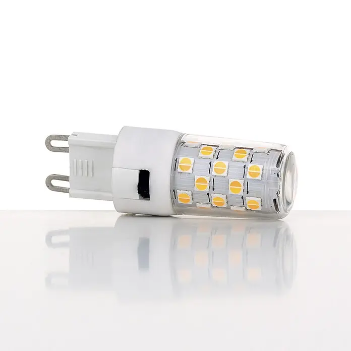 Orion Leuchten LED-Lampe - G9, Dimmbar, Mehrfarbig, 370 lm, 4 W - Weiße G9 Bi-Pin LED-Lampe mit klarem Gehäuse und gelben LED-Chips.