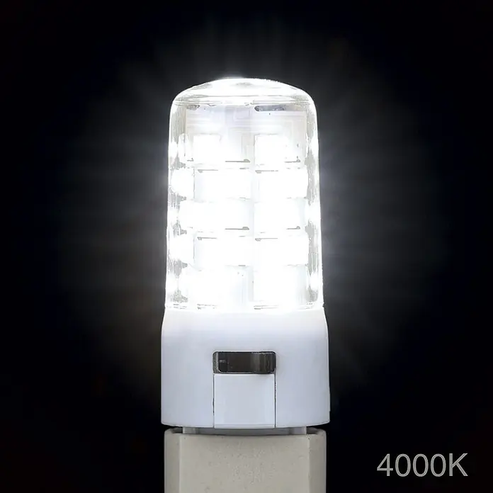 Orion Leuchten LED-Lampe - G9, Dimmbar, Mehrfarbig, 370 lm, 4 W - Helle 4000K weiße LED-Birne mit klarer zylindrischer Abdeckung und weißem Sockel.