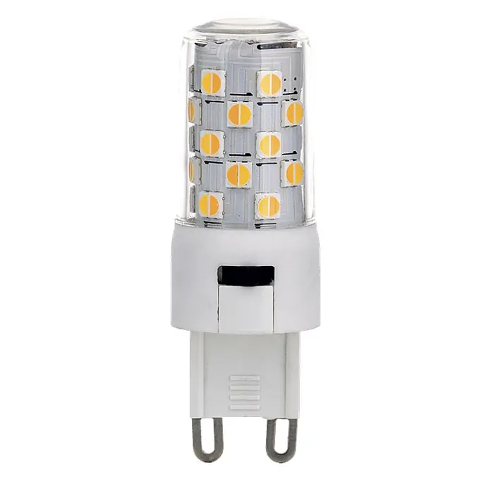 Orion Leuchten LED-Lampe - G9, Dimmbar, Mehrfarbig, 370 lm, 4 W - Kleine LED-Lampe mit klarem Gehäuse, vielen sichtbaren gelben LED-Chips und weißem Bi-Pin-G-Sockel.