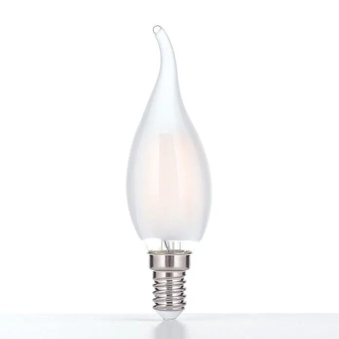 Orion Leuchten LED-Lampe - E14, Dimmbar, Warmweiß, 470 lm, 4,5 W - Gefrostete Kerzen-LED-Glühbirne mit silbernem E14-Schraubsockel.