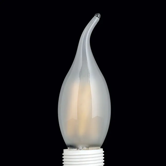 Orion Leuchten LED-Lampe - E14, Dimmbar, Warmweiß, 470 lm, 4,5 W - Gefrostete LED-Kerzenlampe mit gebogener Spitze und weißem Gewindesockel, strahlt warmes Licht aus.