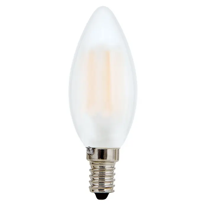 Orion Leuchten LED-Lampe - E14, Dimmbar, Warmweiß, 720 lm, 6 W - Opal LED-Kerzenlampe mit silbernfarbenem E14-Gewindesockel.