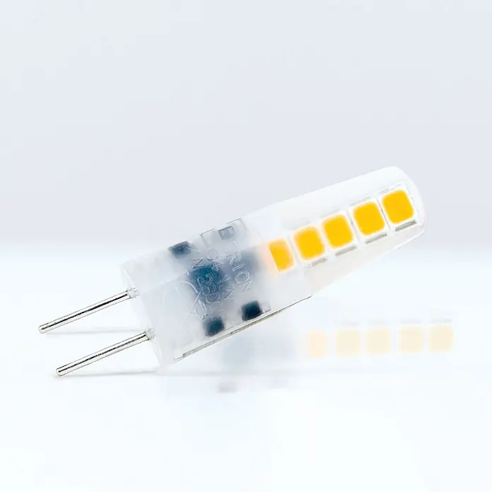 Orion Leuchten LED-Lampe - G4, Dimmbar, Warmweiß, 185 lm, 1,8 W - Kompakte G4 LED-Lampe mit transparentem Gehäuse, mehreren gelben LED-Chips und zwei Metallstiften.