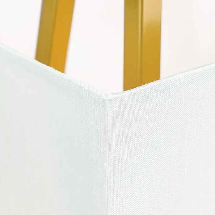 Orion Leuchten Tischleuchte - 40 W, L x B x H: 31 x 19 x 51 cm, E27 - Weißer Stofflampenschirm mit texturierter Oberkante und goldenem Gestell.