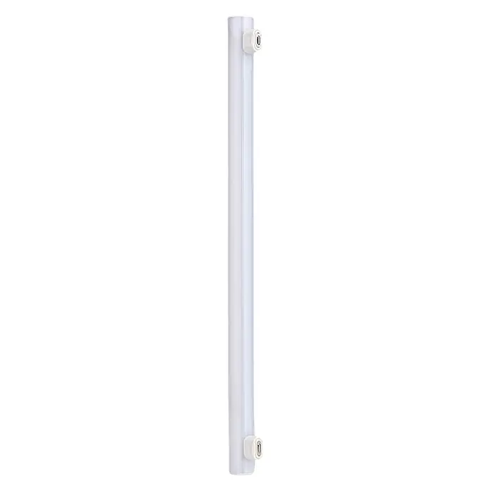 Orion Leuchten LED-Lampe - S14s, Nicht Dimmbar, Warmweiß, 750 lm, 8 W - Eine weiße, mattierte lineare Leuchtstoffröhre mit weißen Endkappen und Metallstiften.
