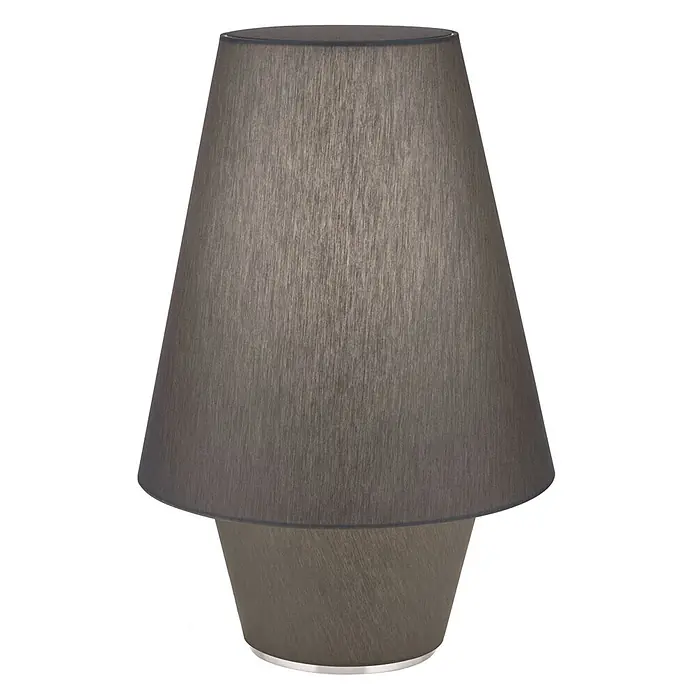 Orion Leuchten Tischleuchte - 40 W, L x B x H: 38 x 38 x 55 cm, E27 - Dunkelgraue Tischlampe aus texturiertem Stoff mit konischem Schirm und konischem Fuß, mit Metallrand.