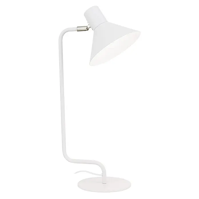 Orion Leuchten Tischleuchte - 40 W, L x B x H: 22 x 17,5 x 51 cm, E14 - Weiße Schreibtischlampe mit konischem Schirm, verstellbarem Arm und rundem Sockel.