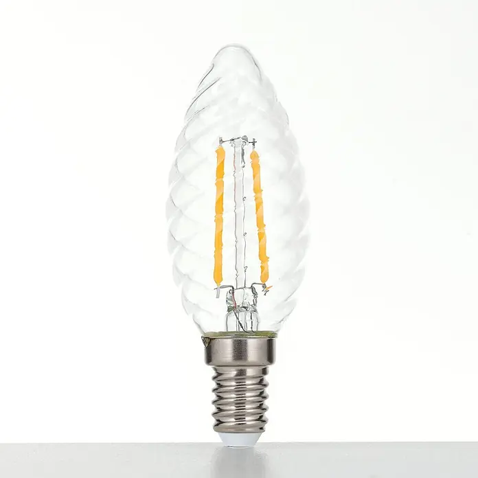 Orion Leuchten LED-Lampe - E14, Nicht Dimmbar, Warmweiß, 330 lm, 3 W - Klare, gedrehte Kerzen-LED-Glühbirne mit orange-gelben Filamenten und E14-Schraubsockel.