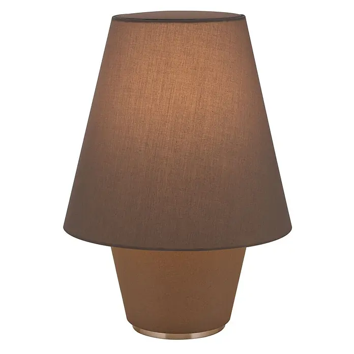Orion Leuchten Tischleuchte - 40 W, L x B x H: 32 x 32 x 41 cm, E27 - Braune Stoff-Tischlampe mit konischem Schirm und Fuß, mit einem dezenten Metallring.