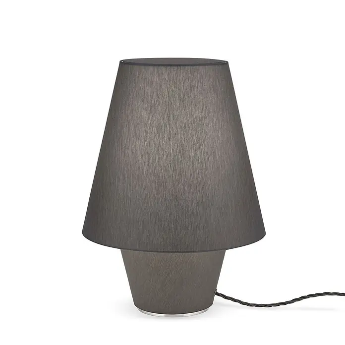 Orion Leuchten Tischleuchte - 40 W, L x B x H: 25 x 25 x 30 cm, E27 - Dunkelgraue Stoff-Tischlampe mit konischem Schirm und passendem Sockel, mit sichtbarem Stromkabel.