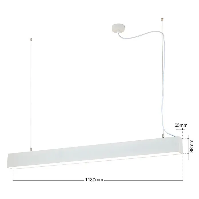 Orion Leuchten Pendelleuchte - L x B x H: 113 x 6,5 x 8,8 cm, Sonstige - Weiße lineare LED-Pendelleuchte mit integrierter Lichtleiste, von der Decke abgehängt.
