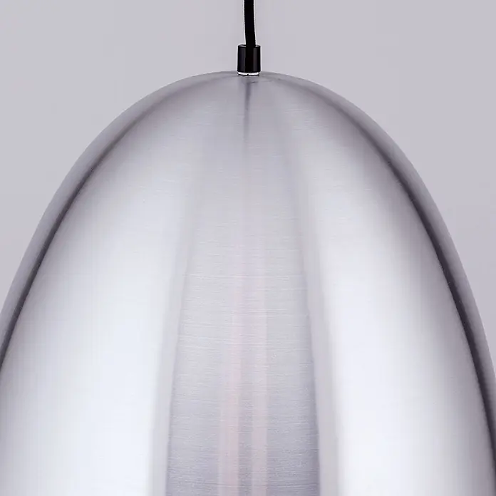 Orion Leuchten Pendelleuchte - L x B x H: 40 x 40 x 30 cm, E27 - Gebürsteter Aluminium-Kuppel-Pendelleuchtenschirm mit schwarzem Kabelanschluss.
