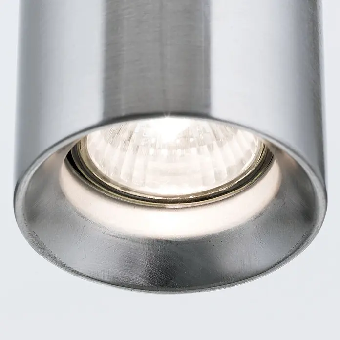 Orion Leuchten Pendelleuchte - L x B x H: 8 x 8 x 30 cm, GU10 - Beleuchteter zylindrischer Downlight aus gebürstetem Metall.