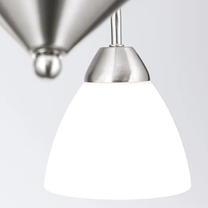 Orion Leuchten Pendelleuchte - L x B x H: 60 x 60 x 40 cm, E14 - Gebürstete Nickel-Leuchte mit einem mattweißen Glasschirm.