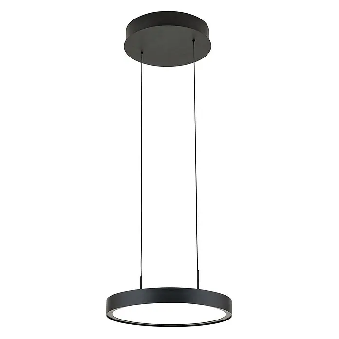 Orion Leuchten Pendelleuchte - L x B x H: 33,5 x 33,5 x 180 cm, Sonstige - Moderne schwarze runde LED-Pendelleuchte, aufgehängt an einer passenden runden Deckenplatte.