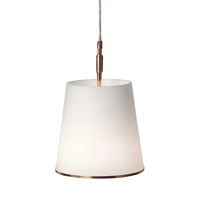 Orion Leuchten Pendelleuchte - L x B x H: 20 x 20 x 30 cm, E27 - Weiße konische Pendelleuchte mit kupferfarbener Armatur und dünnem Hängekabel.