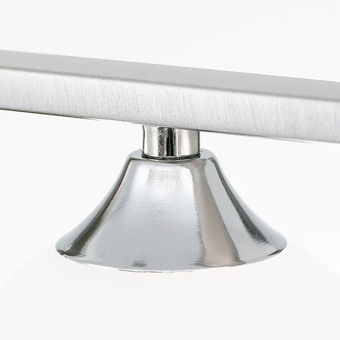 Orion Leuchten Pendelleuchte - L x B x H: 120 x 12 x 150 cm, G9 - Gebürstete Metall-Lichtleiste, verbunden mit poliertem Chromhalter und weißem Schirm.