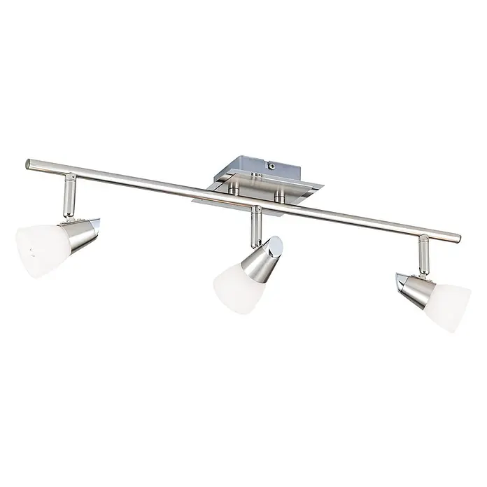 Orion Leuchten Deckenstrahler - L x B x H: 56,5 x 12 x 16 cm, G9 - Deckenleuchte aus gebürstetem Nickel mit drei verstellbaren Strahlern und mattierten Glasschirmen.