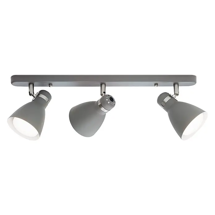 Orion Leuchten Deckenstrahler - L x B x H: 15 x 55 x 14 cm, E27 - Graue Metall-Deckenleiste mit drei verstellbaren Strahlern.