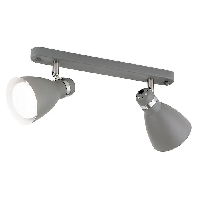 Orion Leuchten Deckenstrahler - L x B x H: 15 x 36 x 14 cm, E27 - Verstellbare graue Zweiflammen-Deckenleuchte mit Metallakzenten.