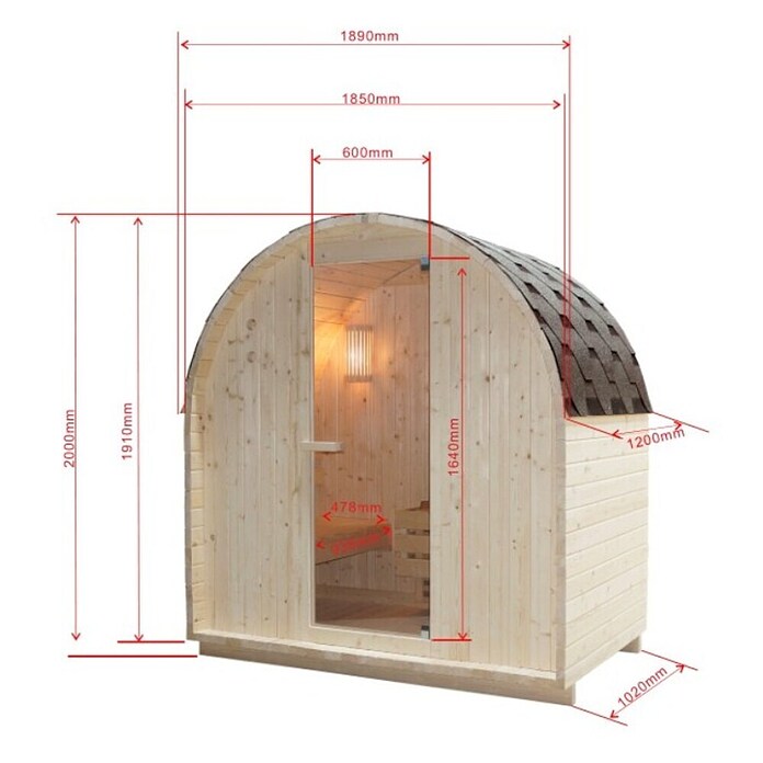 Sanotechnik Finska sauna ISLAND L  (Električna pećnica, D x Š x V: 189 x 120 x 200 cm) | BAUHAUS