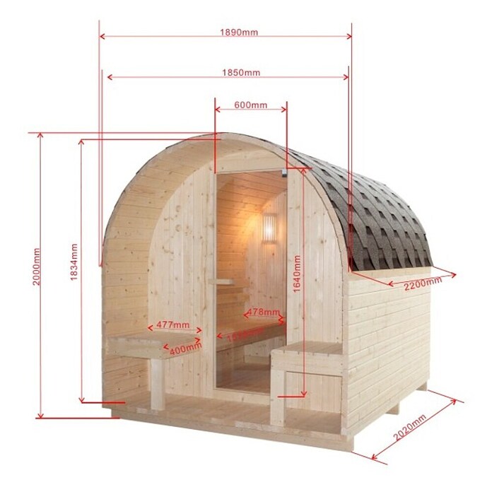 Sanotechnik Finska sauna ISLAND XL  (Električna pećnica, D x Š x V: 189 x 220 x 200 cm) | BAUHAUS
