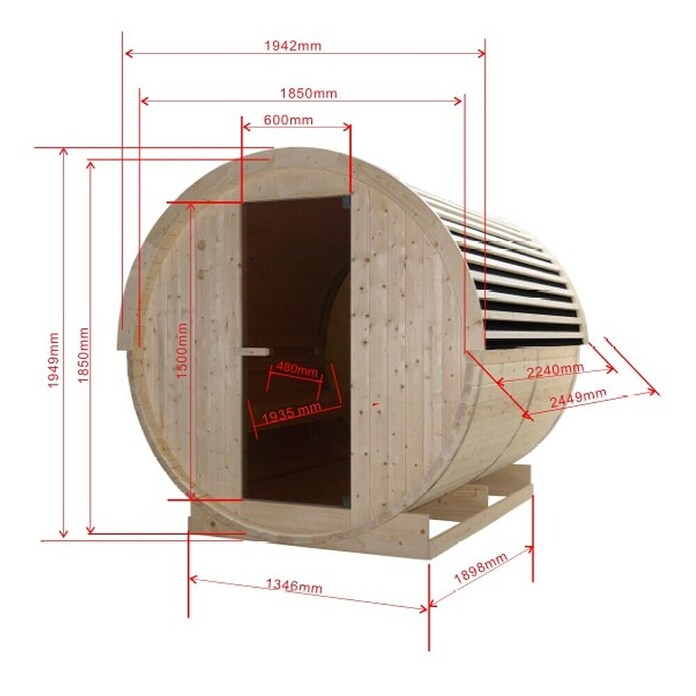 Sanotechnik Sauna u obliku bačve NYBORG L  (Električna pećnica, Drvo, D x Š x V: 194,2 x 244,9 x 194,9 cm) | BAUHAUS