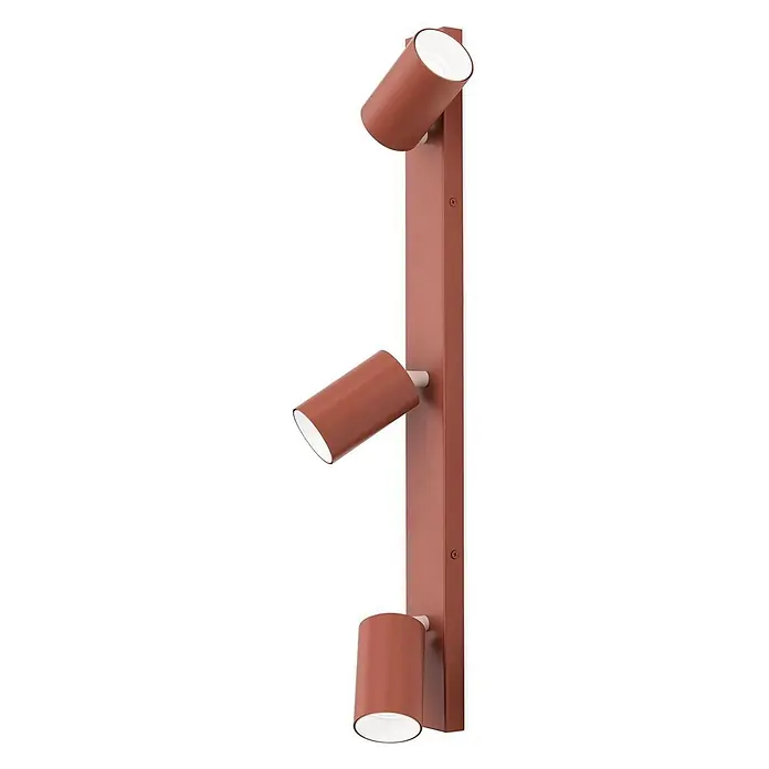 Orion Leuchten Deckenstrahler - L x B x H: 60 x 6 x 2 cm, GU10 - Matte terrakottafarbene Dreifach-Wandleuchte mit drei verstellbaren zylindrischen Köpfen auf einer vertikalen Leiste.