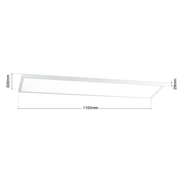 Orion Leuchten Deckenleuchte - L x B x H: 115 x 30 x 2,9 cm - Schlanke, weiße rechteckige LED-Panel-Leuchte, 1150mm lang, 300mm breit, 29mm tief.