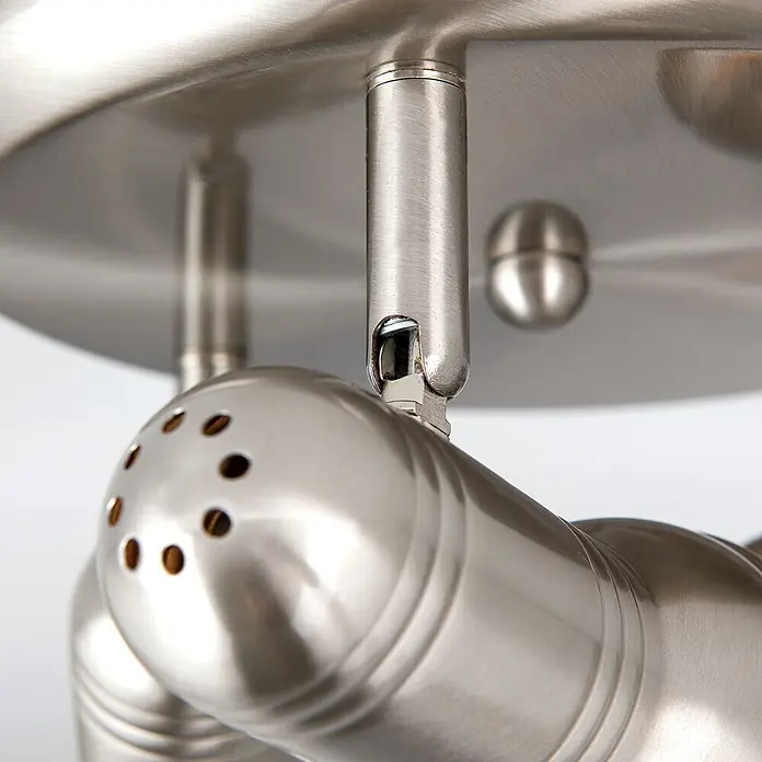 Orion Leuchten Deckenstrahler - L x B x H: 25 x 25 x 23 cm, E27 - Gebürsteter Metall-Strahler mit perforiertem Kopf, an einer Metallbasis befestigt.